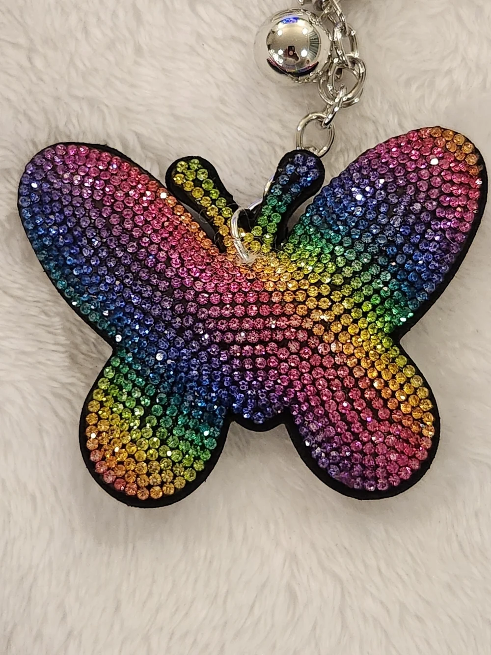 Rainbow Rhinestone Colorful Butterfly Keychain Bag Charm